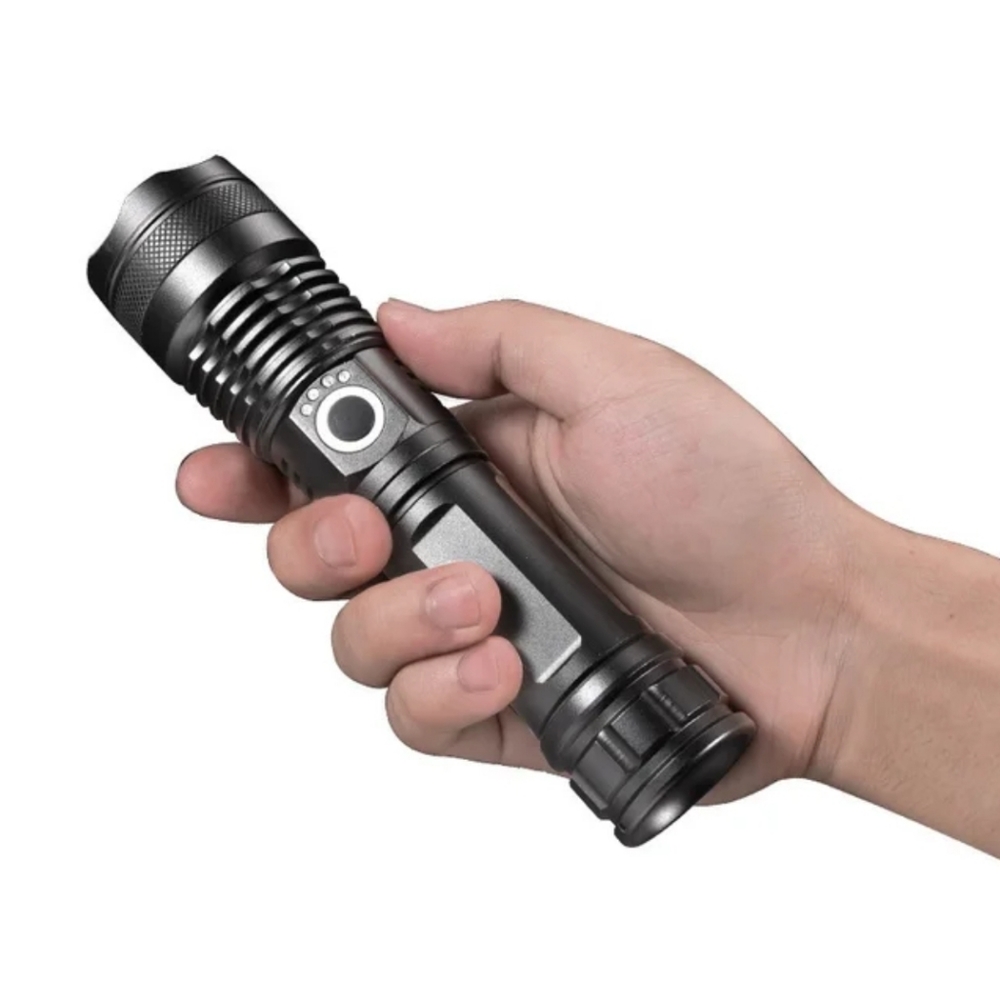 Tactical LED Flashlight 300LM - USB Rechargeable Telescopic Zoom Pocket Torch